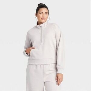 All In Motion - Women's Airy Sleek Ribbed 1/2 Zip Pullover, Medium
